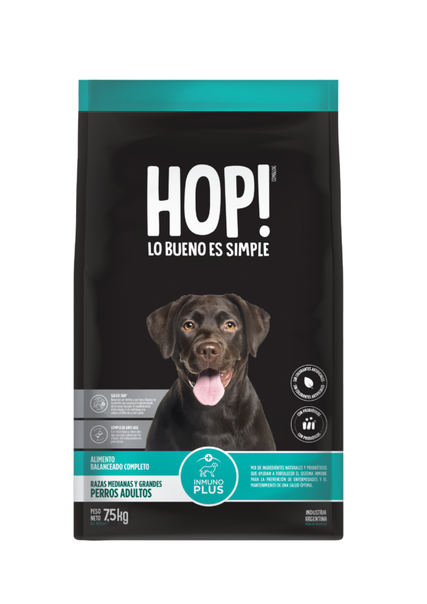 Hop! Perro Adulto Raza Med y Grande x 7 5 Kg.