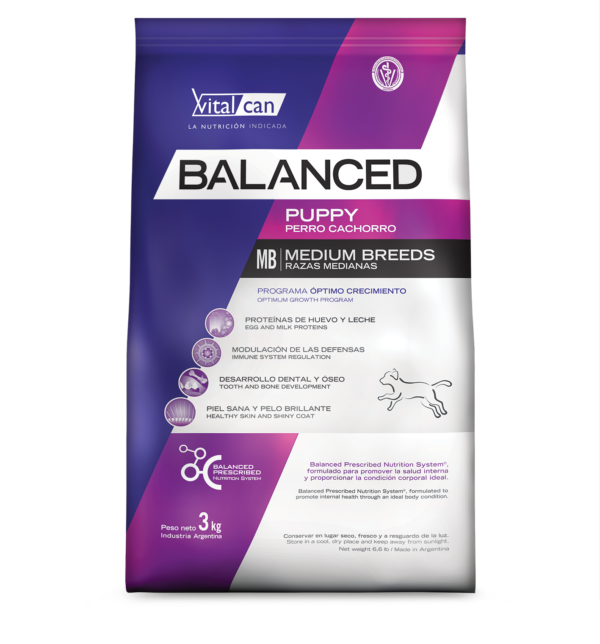 Balanced Perro Cachorro Raza Mediana x 3 kg.