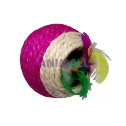 Juguete pelota sisal con pluma